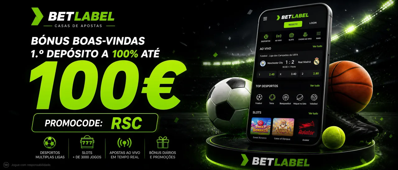 Bónus de boas-vindas BetLabel 100% até €100 com RSC