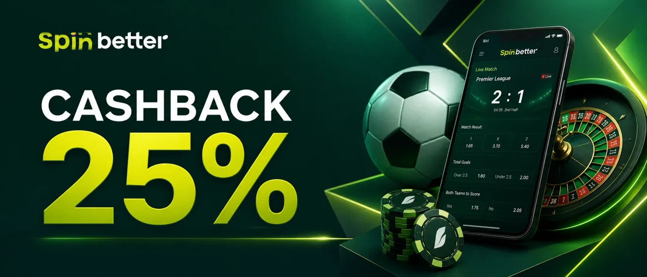 Cashback diário SpinBetter até 25%