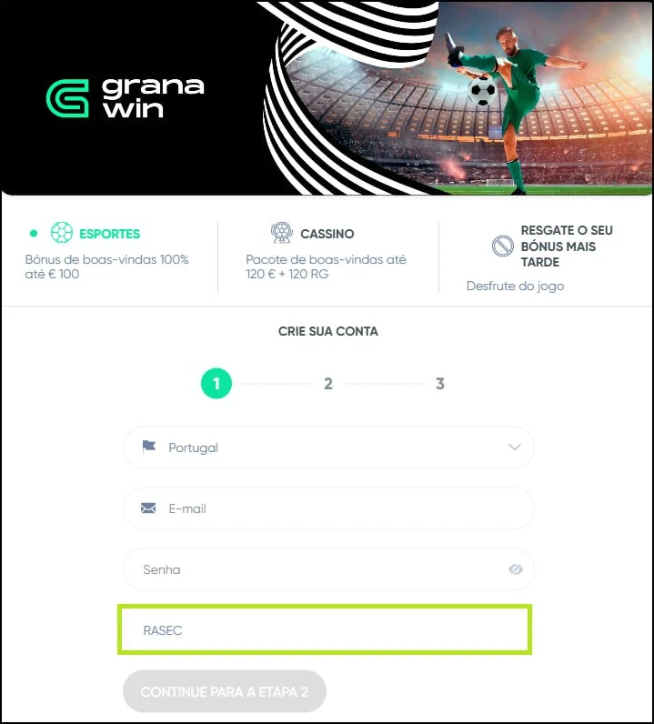 Registo Granawin com promocode RASEC