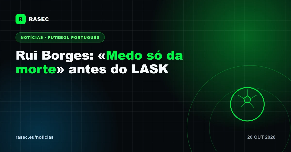 Rui Borges: «Medo só da morte» na véspera do Sporting-LASK